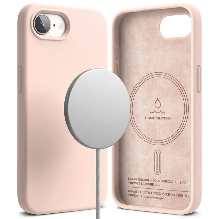 Силиконов калъф Ringke Magsafe за iPhone 16e - розов