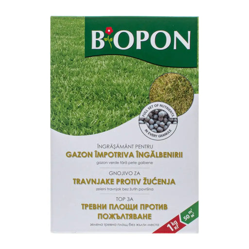 ТВЪРД ТОР ЗА ТРЕВНИ КИЛИМИ ПРОТИВ ПОЖЪЛТЯВАНЕ 1KG BIOPON 1KG