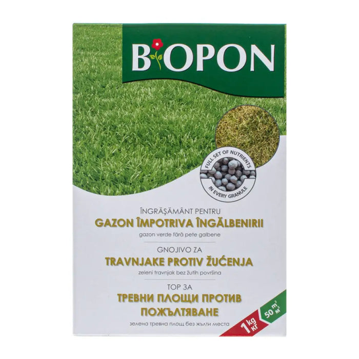 ТВЪРД ТОР ЗА ТРЕВНИ КИЛИМИ ПРОТИВ ПОЖЪЛТЯВАНЕ 1KG BIOPON 1KG