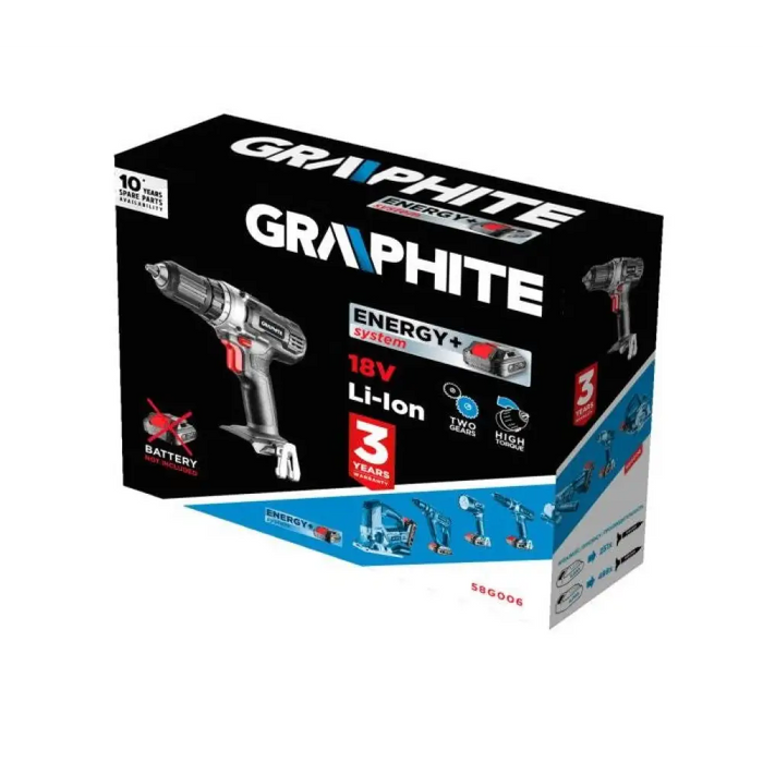 АКУМУЛАТОРНА БОРМАШИНА GRAPHITE 58G006 ENERGY + 18 V 55.00