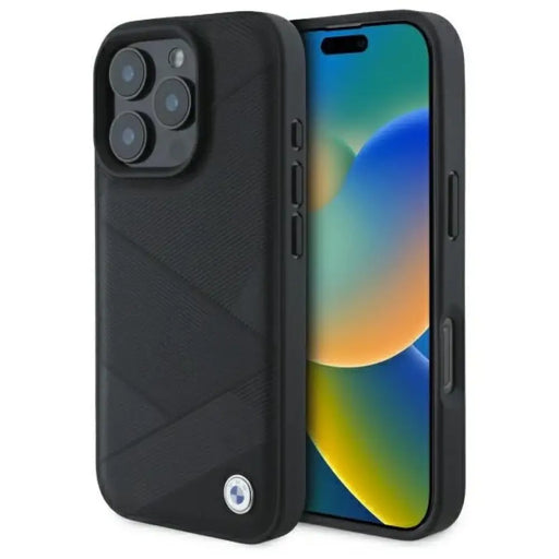 Кожен калъф за iPhone 16 Pro Max със знак BMW Crossing