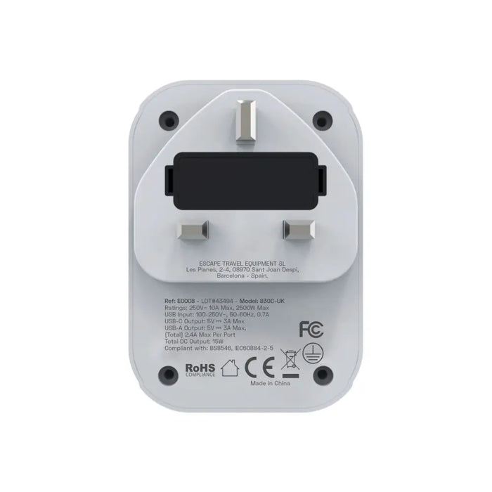 Щепсел крадец Scape Travel 830C-UK Пластмаса 150 W