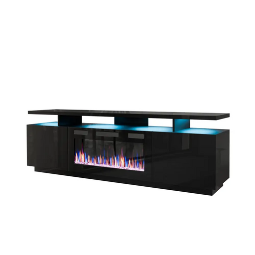 RTV EVA шкаф с електрическа камина 180x40x52 см черно/черно