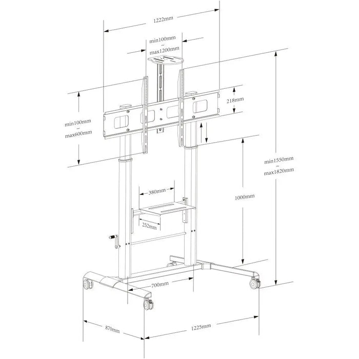 Мултимедийна количка/стойка Techly ICA-TR230 черна с плосък