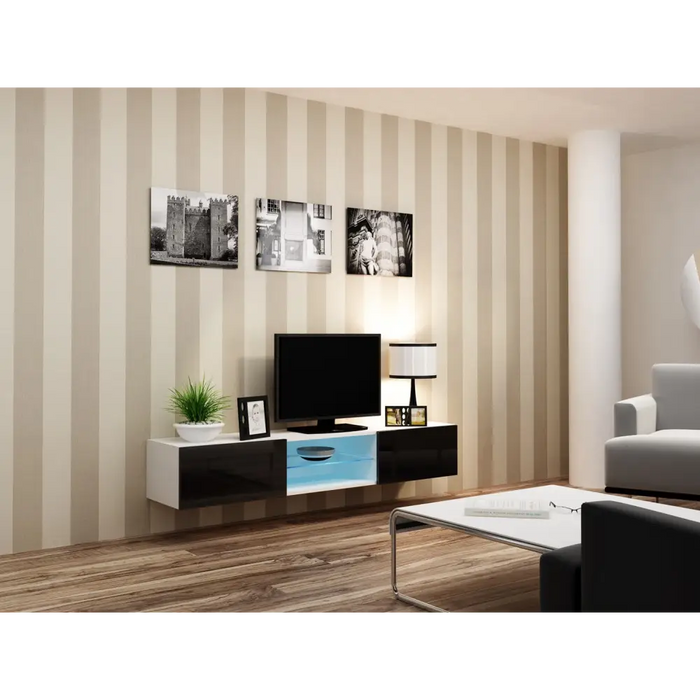 Поставка за телевизор Cama VIGO GLASS 30/180/40 бял/черен