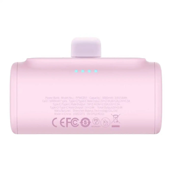 Преносима батерия Baseus Compact USB-C 5000mAh 20W розова