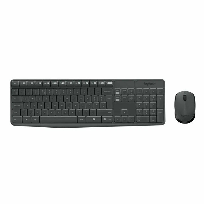 Kлаиатура с безжична мишка Logitech MK235 Черен Сив QWERTY