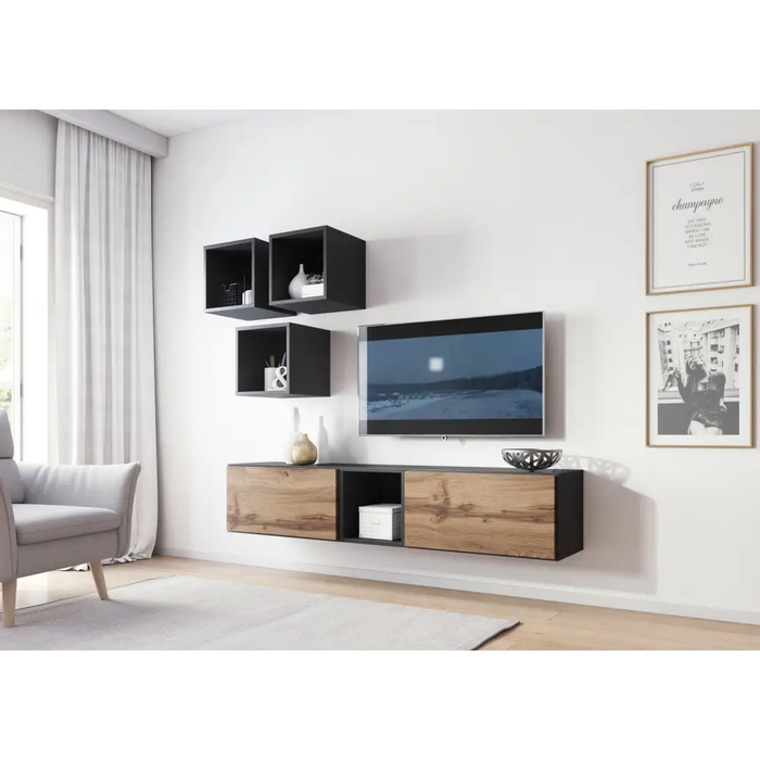 Холна гарнитура Cama ROCO 8 (2xRO3 + 4xRO6) антрацит/дъб