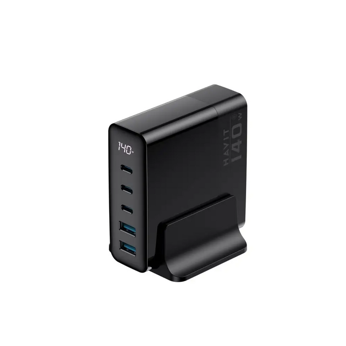 Havit UCLE004 EU - GaN петпортово зарядно за пътуване 140 W