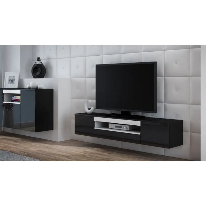 Стойка за телевизор Cama VIVA 180 черен/черен гланц + бял