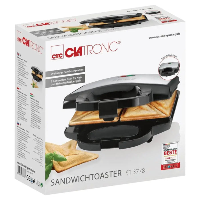 Уред за сандвичи Clatronic ST 3778 750 W Черен Неръждаема