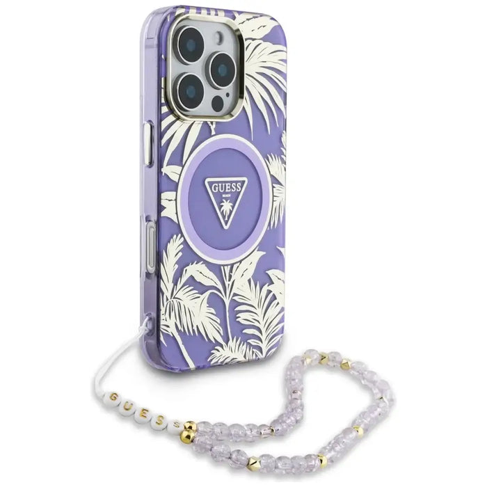 Калъф Guess Palm Trees Triangle Pearl Strap MagSafe Case
