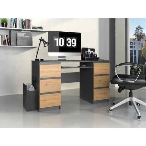 Бюро KUBA 130x51x76 см антрацит/занаятчийски
