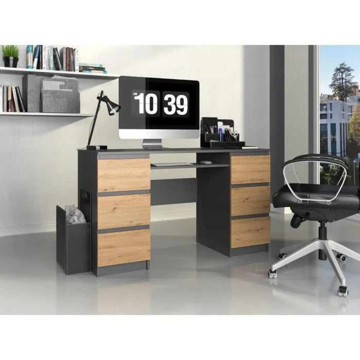 Бюро KUBA 130x51x76 см антрацит/занаятчийски