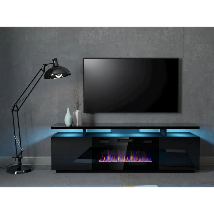 RTV EVA шкаф с електрическа камина 180x40x52 см черно/черно