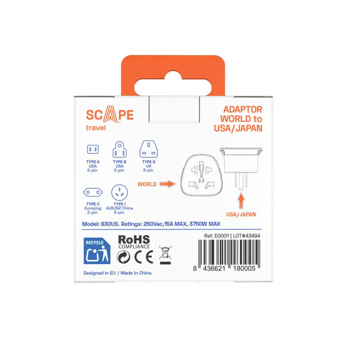 Щепсел крадец Scape Travel 830US Пластмаса 10 A