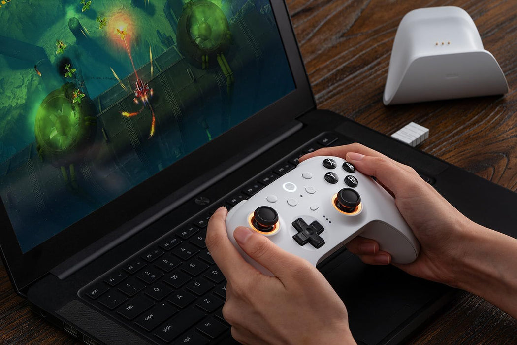 Безжичен контролер 8BitDo - Ultimate 2 Bluetooth, бял (Nintendo Switch/PC)