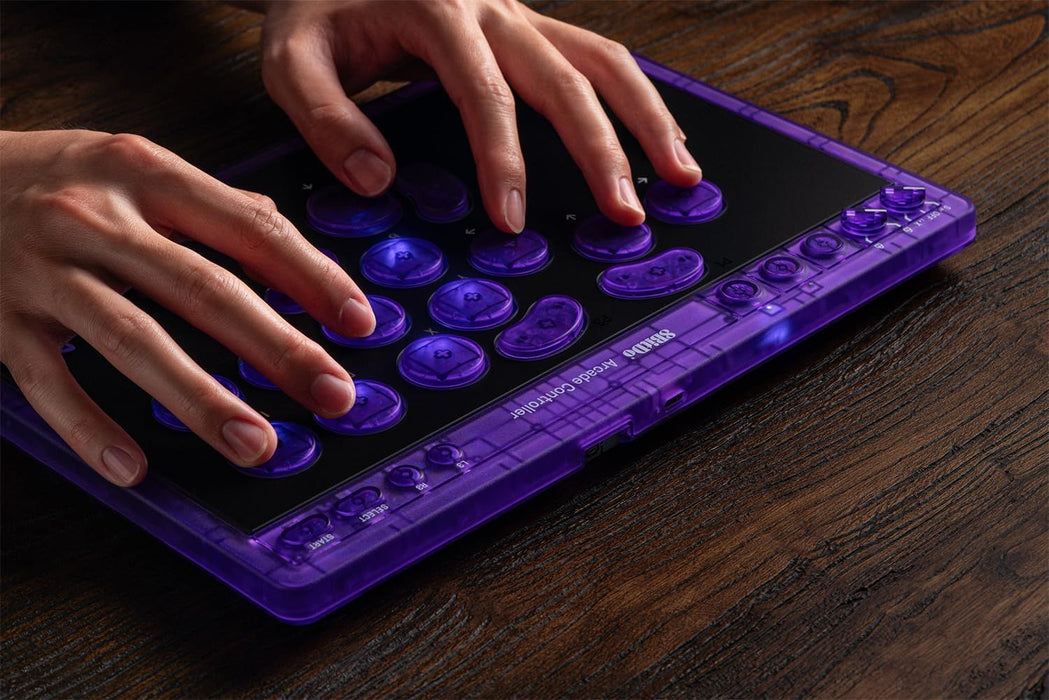 Безжичен контролер 8BitDo - Arcade, черен/лилав (Nintendo Switch/PC)