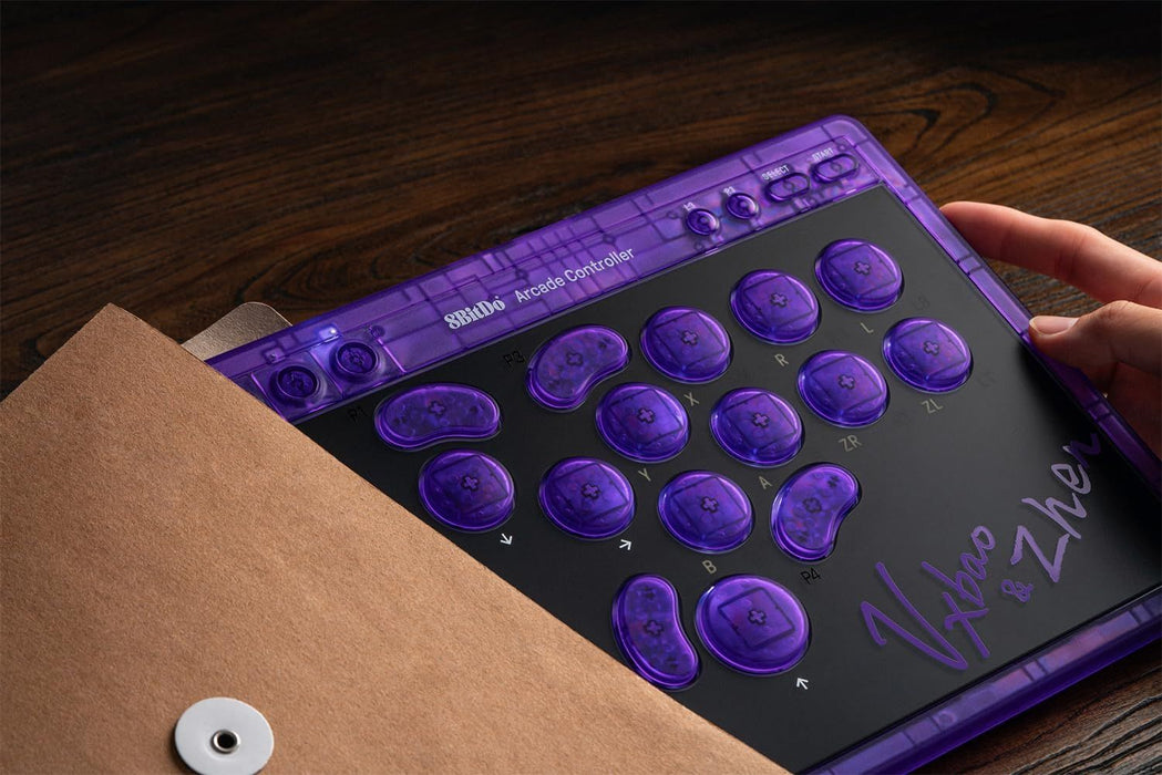 Безжичен контролер 8BitDo - Arcade, черен/лилав (Nintendo Switch/PC)