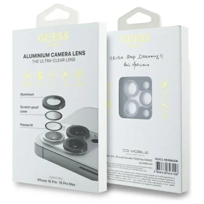 Защитно метално закалено стъкло Guess Max Lens за iPhone 16