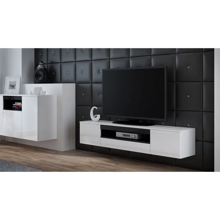 Стойка за телевизор Cama VIVA 180 бяло/бял гланц + черен