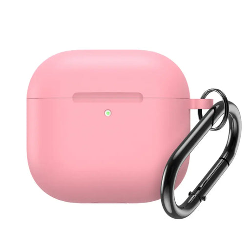Силиконов калъф за Airpods 4 с карабинер - розов