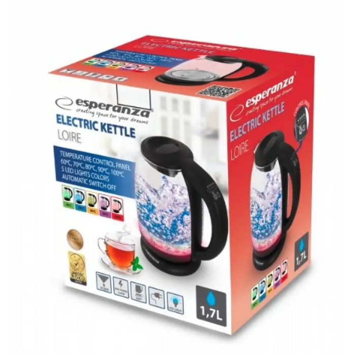 Електрическа кана Esperanza EKK027 1.7 L 2200 W Черна