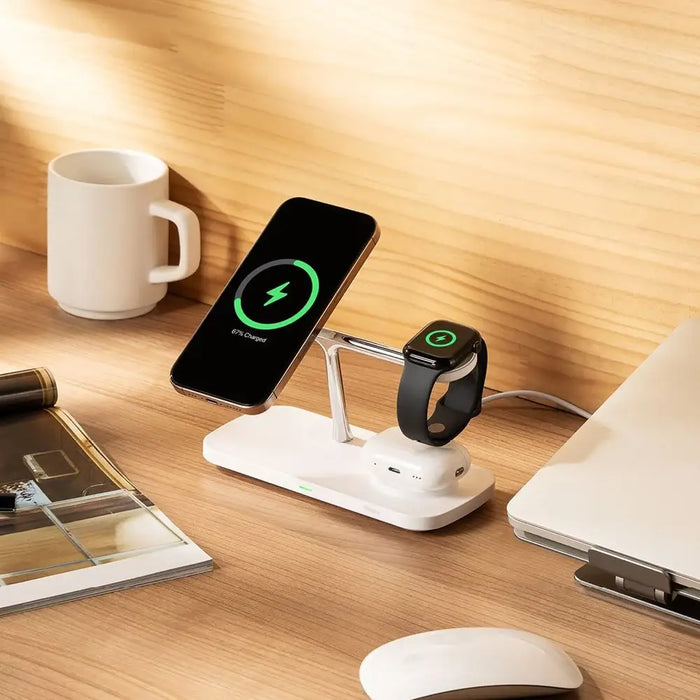 Безжично зарядно Ringke 3in1 QI2 MagSafe - бяло