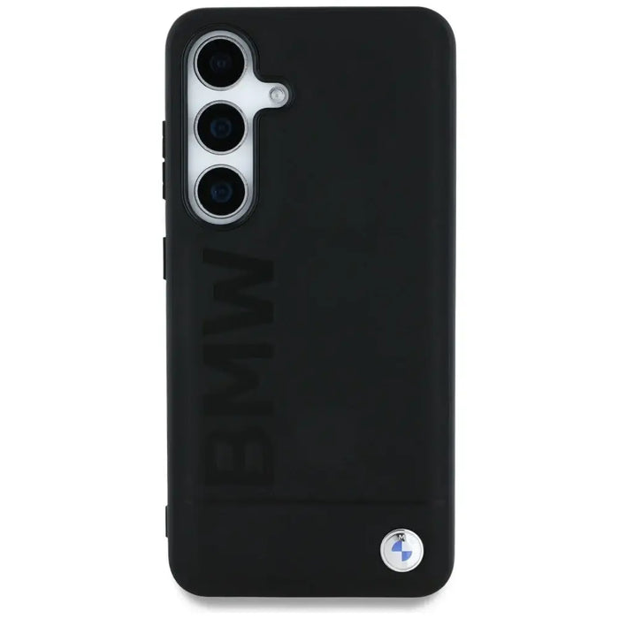 BMW кожен калъф с голям надпис за Samsung Galaxy S25