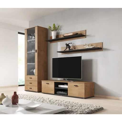 Комплект SOHO 7 (шкаф RTV140 + шкаф S1 + рафтове) Дъб левкас