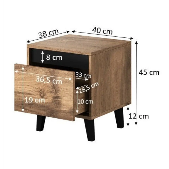 НОРД нощно шкафче 2 бр. 40x38x45 см дъб вотан/антрацит