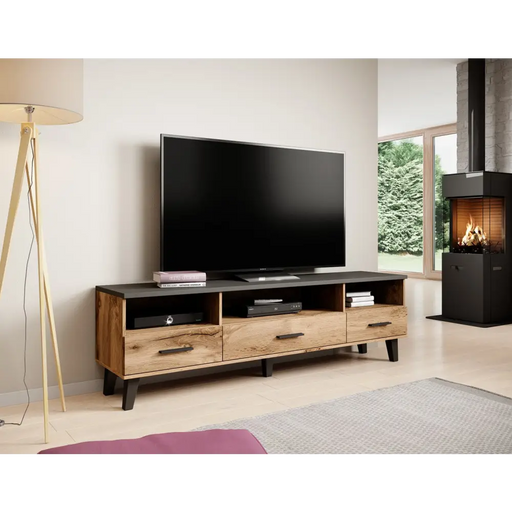 Стойка Cama RTV LOTTA 180см дъб вотан + черен мат