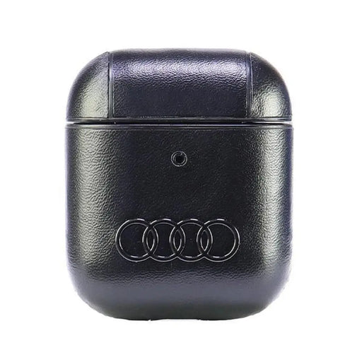 Кожен калъф Audi с голямо лого за AirPods 1 / 2 - черен