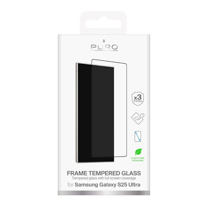 Закалено стъкло Puro Frame с черна рамка за Samsung Galaxy
