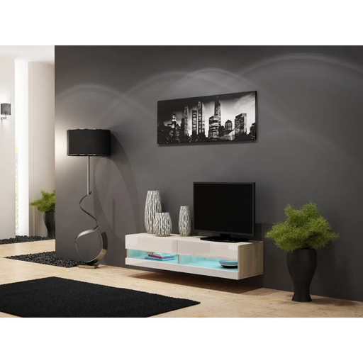 Стойка за телевизор Cama VIGO NEW 30/140/40 сонома/бял гланц