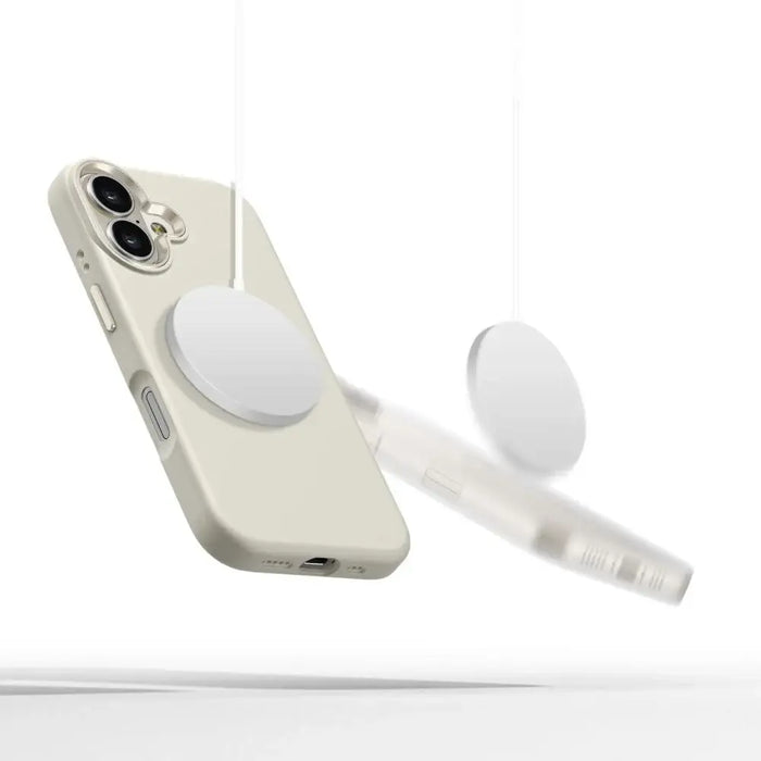 Tech-Protect силиконов PU MagSafe калъф за iPhone 16 - бежов