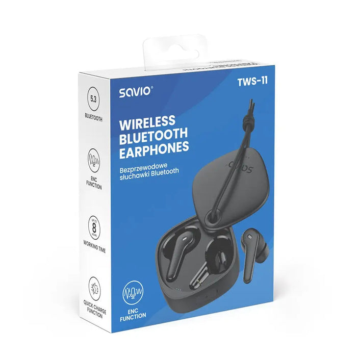 Малки Блутут Слушалки Savio TWS-11 Черен