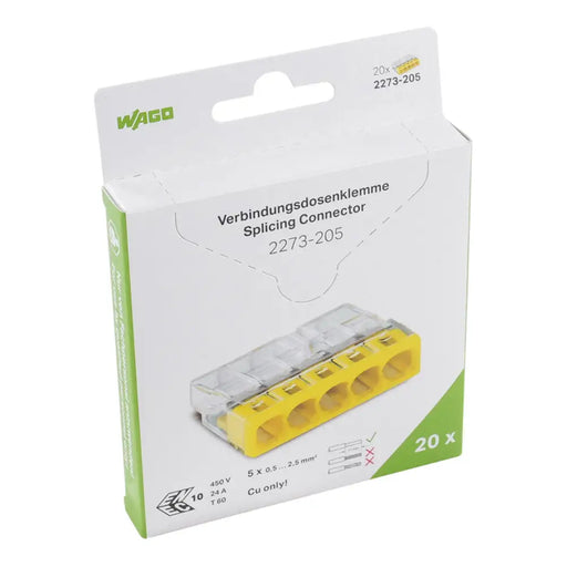 КЛЕМА ЗА КАБЕЛ С БЪРЗА ВРЪЗКА 20 БРОЯ 5X0.5-2.5MM2 WAGO