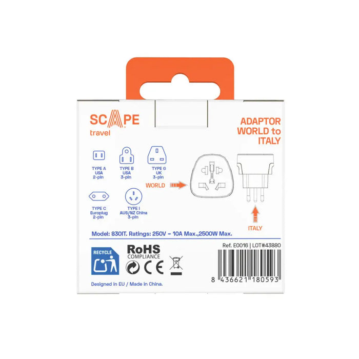 Щепсел крадец Scape Travel 830IT Пластмаса 10 A
