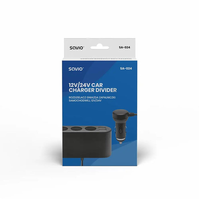 Разклонител за букса за автомобилна запалка Savio 12/24V