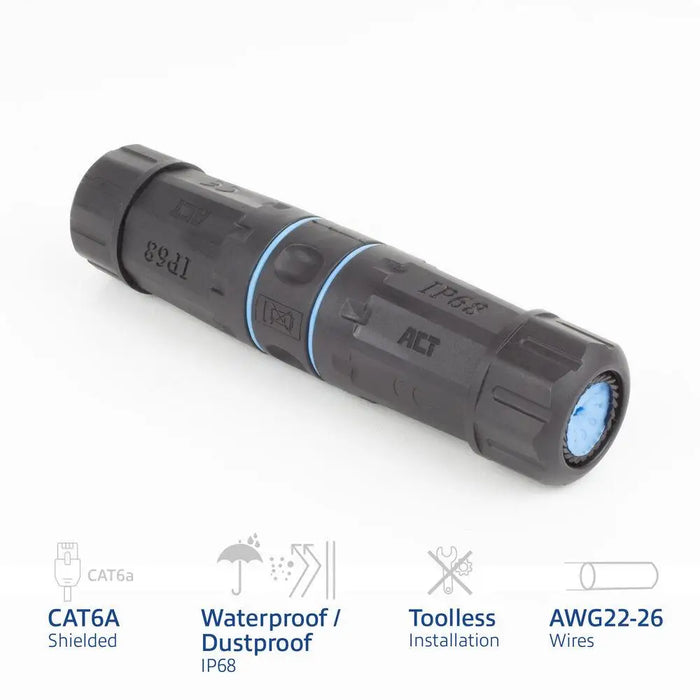 Съединител за мрежа ACT CAT6A Външен IP68 CAT-6 1 Gbit/s