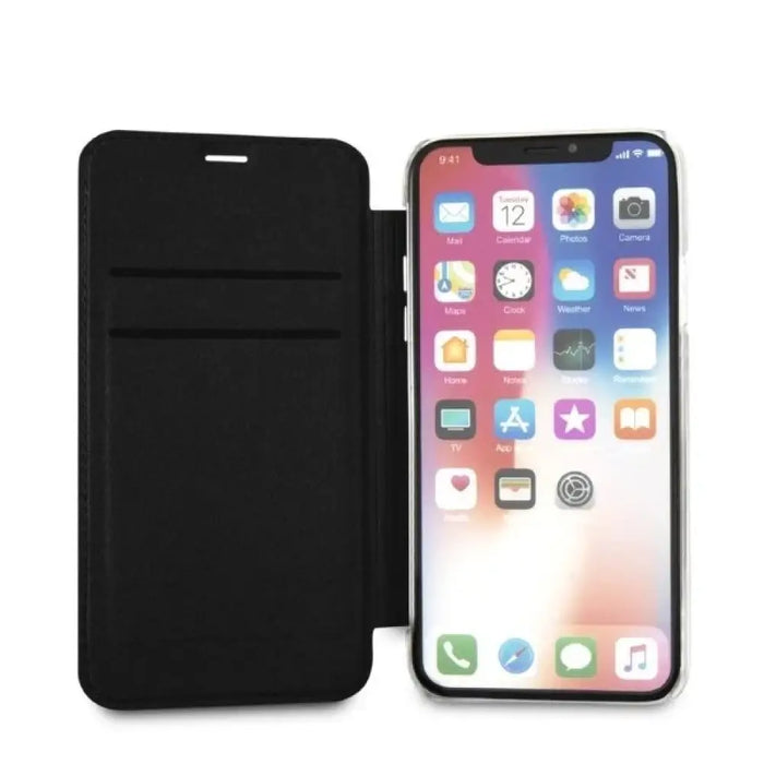 Калъф с блясък на Карл Лагерфелд за iPhone X/Xs - черен