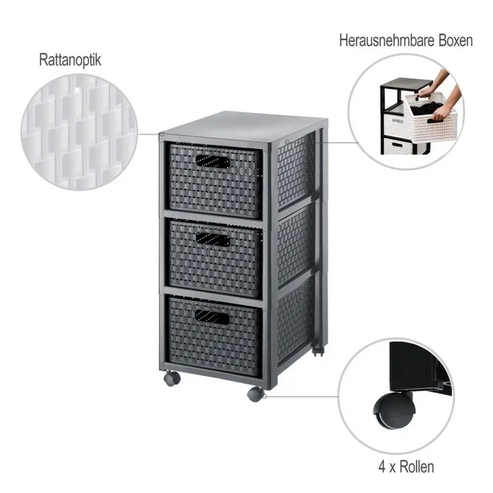 ПЛАСТМАСОВ ШКАФ 3 НИВА COUNTRY АНТРАЦИТ ROTHO