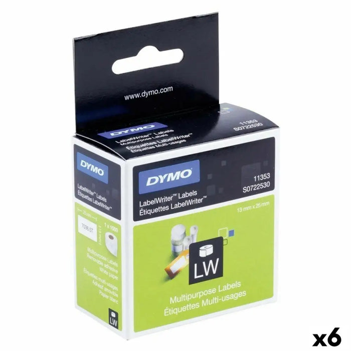 Етикети за принтер Dymo Бял Черен 1000 Части 13 x 25 mm (6