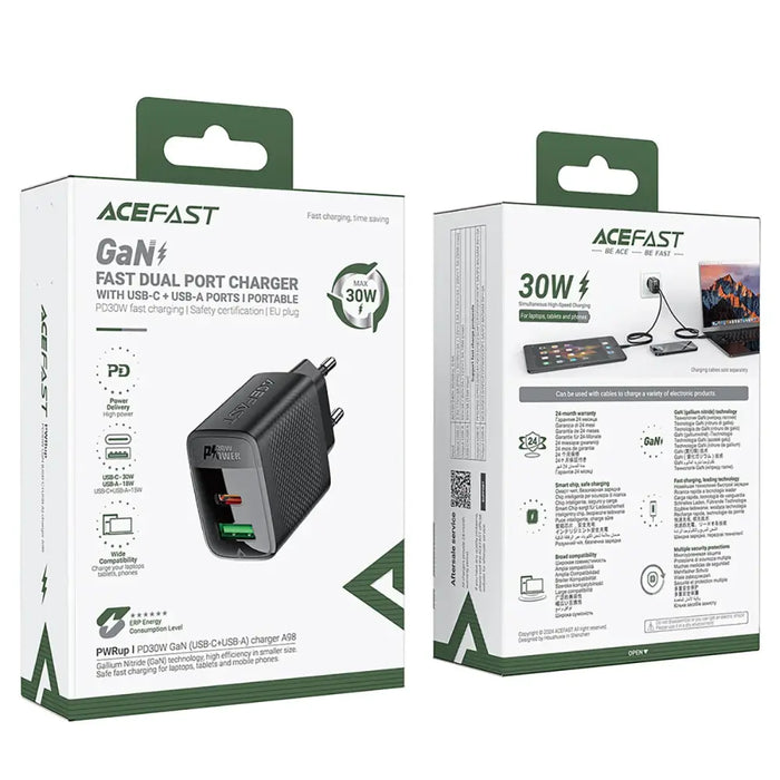 Мрежово зарядно устройство Acefast A98 GaN USB-A / USB-C PD