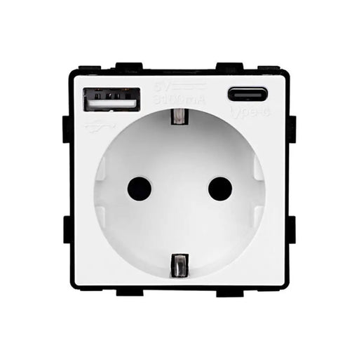 КОНТАКТ С USB-A + C И ДЕТСКА ЗАЩИТА МЕХАНИЗЪМ БЯЛ LUXON