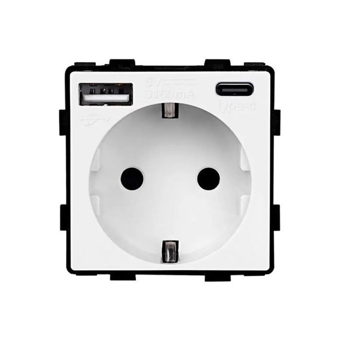 КОНТАКТ С USB-A + C И ДЕТСКА ЗАЩИТА МЕХАНИЗЪМ БЯЛ LUXON