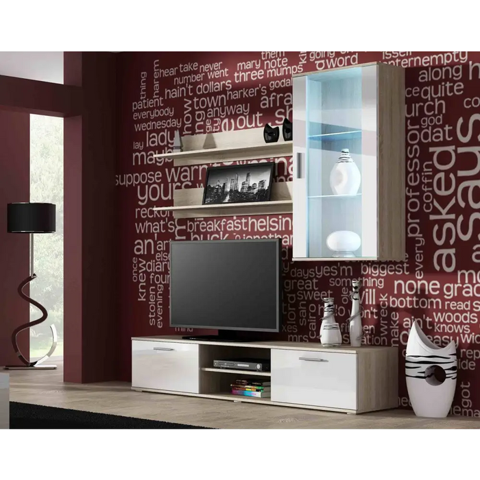 Комплект SOHO 5 (шкаф RTV180 + стенен шкаф + рафтове) дъб