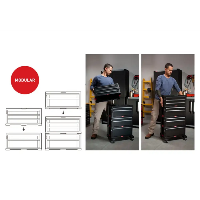 Keter Стойка за инструменти на колелца 6 чекмеджета Черна