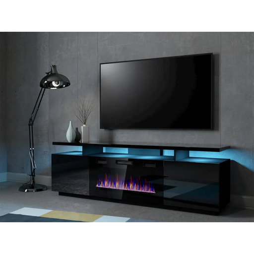 RTV EVA шкаф с електрическа камина 180x40x52 см черно/черно